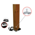 A wooden post fits into the 4x4 Double Bundle - White/Black anchor, featuring a zinc-coated base connector (1) and black rubber corner protector (2). A circular inset shows a close-up of the base with its metal post skirts.