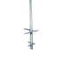 Close-up of the Deck Foot - Floating - Ground Contact, showing a metal auger screw with a long shaft and two spiral blades. Its shiny finish is ideal for installing freestanding deck footings. The plain white background highlights its simple design and utility.
