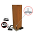 A 6x6 Double Bundle - White/Black secures a wooden beam to a zinc-coated metal base. Inset on the right shows details of the Titan Wood Post Anchor, while the left inset numbers parts 1 and 2, illustrating the beam securing mechanism, complemented by sleek metal post skirts.