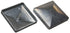 Two Quick Cap Aluminum anti-climb spikes, made of cast aluminum, are displayed: one open with a sharp inner point and the other closed. Both have a square pyramid-like shape with a reflective surface for enhanced security.