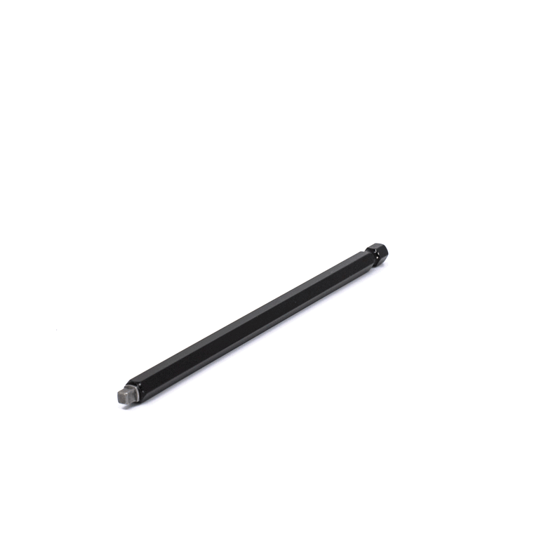 A long, slim #3 Square Six Inch Driver Bit on a plain white background. The hexagonal tool rod features slightly lighter-colored ends, ideal for easy installation with wood screws.