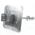 The Deck Foot - Floating - Ground Contact is a large metal auger anchor with a square flat plate and helical screw. Its weathered silver look stands out against a white background, perfect for securing freestanding decks with ground-anchored footings.