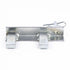 The Deck Devil Board Straightener by Titan, with a shiny silver finish, features two metal prongs and a hooked pin for mounting. It rests against a plain white background.