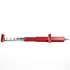 The Deck Devil Board Straightener by Titan, a red adjustable steel prop with a telescopic design and multiple holes for height adjustment, lies horizontally on a white background.