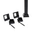 Close-up of Snapn Lock® Fence Toppers™ - Square, featuring black mounting brackets, two screws, and a segment of a square post for privacy fences. The brackets and screws are on a white background with the posts base partially visible.