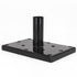 The Post Anchor Single is a black metal mounting bracket with a rectangular base, vertical cylindrical tube, and glossy finish. Its ideal for surface mounting with multiple holes for screws or bolts and works perfectly as a Titan Wood Post Anchor™.