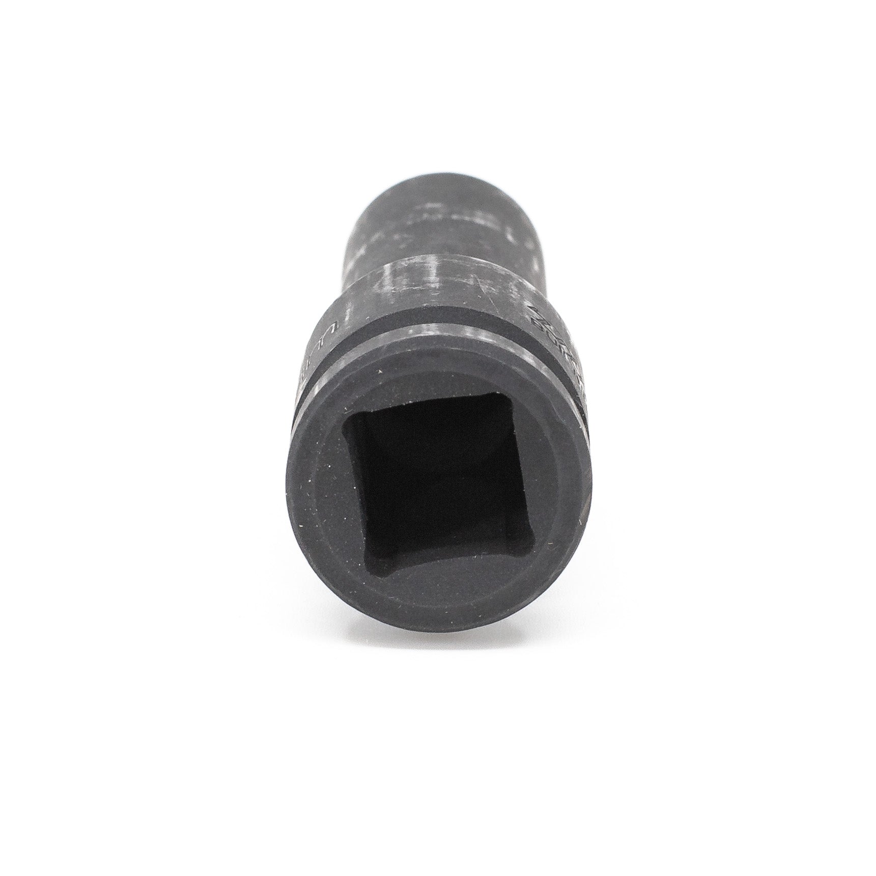 The Impact Socket is a durable, black, cylindrical tool crafted from Chrome Vanadium. It features a square opening for use with wrenches or ratchets and is horizontally oriented on a white background, showcasing its clean and simple design.