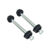 A pair of Titan Coupling Bolts, T.C Bolts™ 6x6, features long bodies with black hexagonal heads and nuts. Each bolt has a protruding square metal piece at the end, placed parallel on a white background.