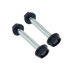 Two T.C Bolts™ 4x4, featuring metal rods with black hexagonal caps, are connected at each end and isolated on a white background.