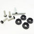The T.C Bolts™ 4x4 (pair) set includes three hex bolts, one metal tube, and four black washers with hexagonal recesses; perfect for securing pergola posts or pairing with Titan Coupling Bolts.