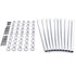 White components are arranged on a white background, including 12 tubes, 44 circular brackets, and 8 black screws. The collection also features aluminum balusters and Snapn Lock® Fence Toppers™ - Round for seamless installation.