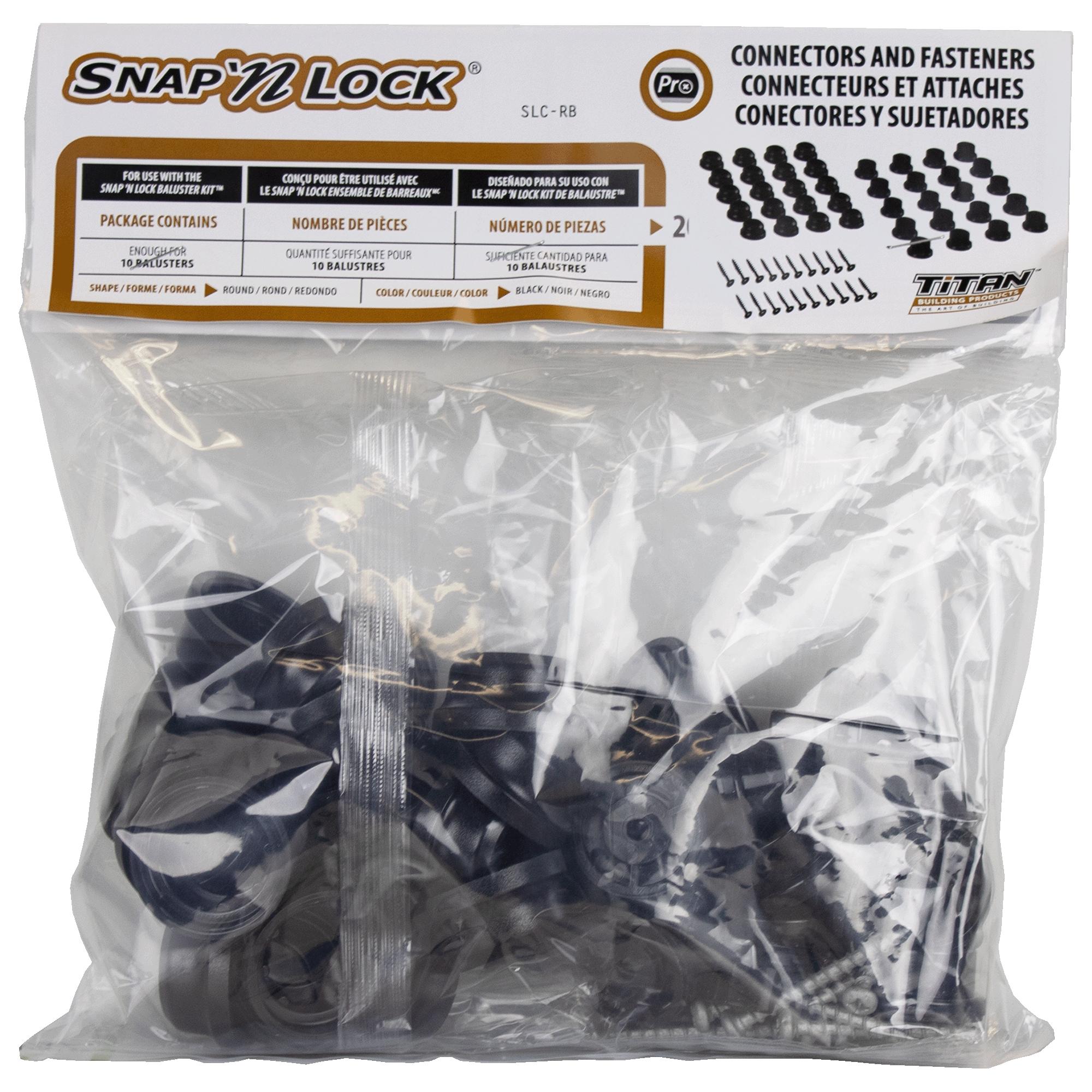 snap'n lock black round connectors in packaging