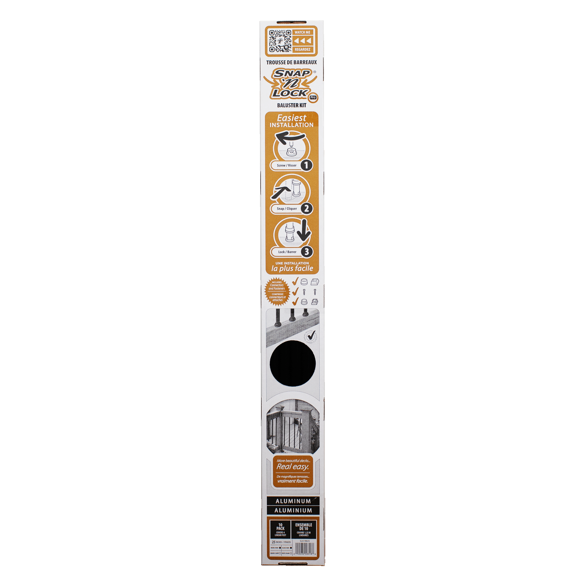 round black 25" snap'n lock balusters in box