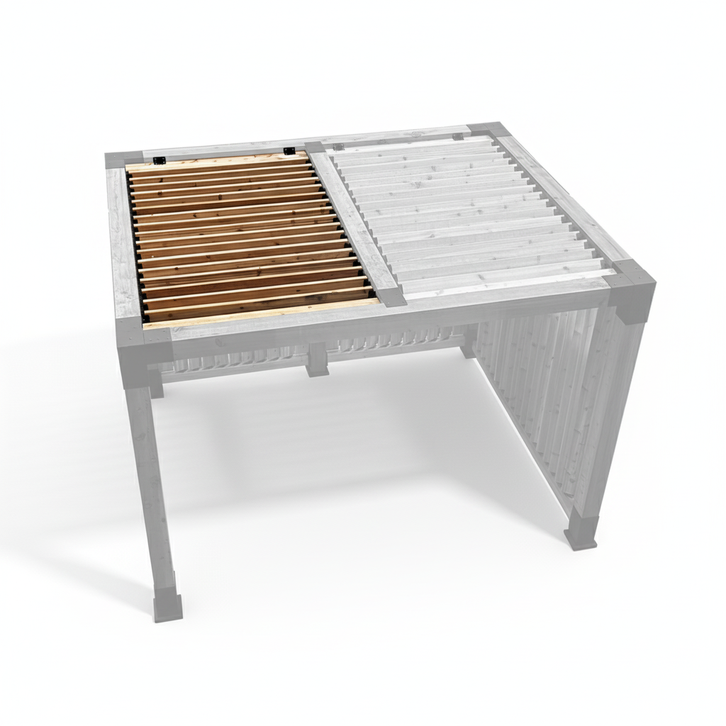 Pergo-Louver base kit highlighted on completed pergola