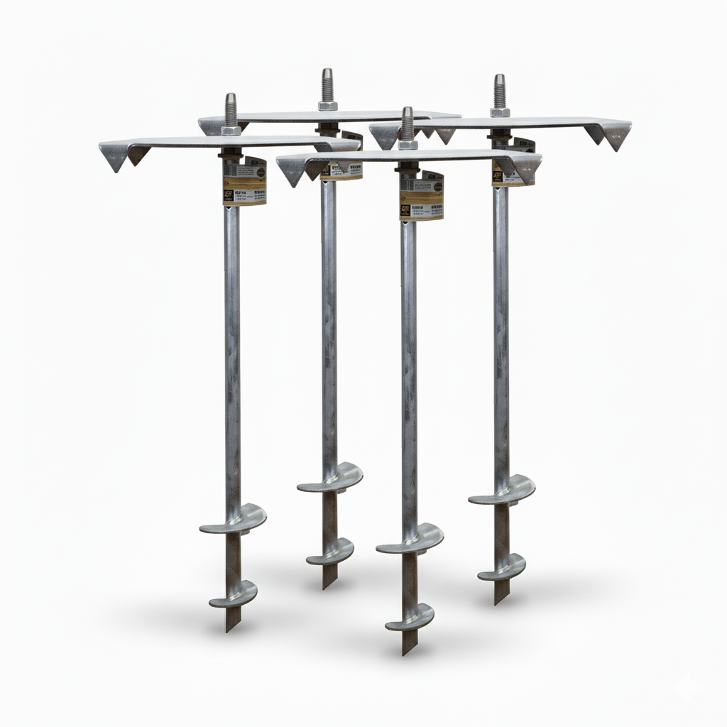 4 pergola foot anchors on a white background