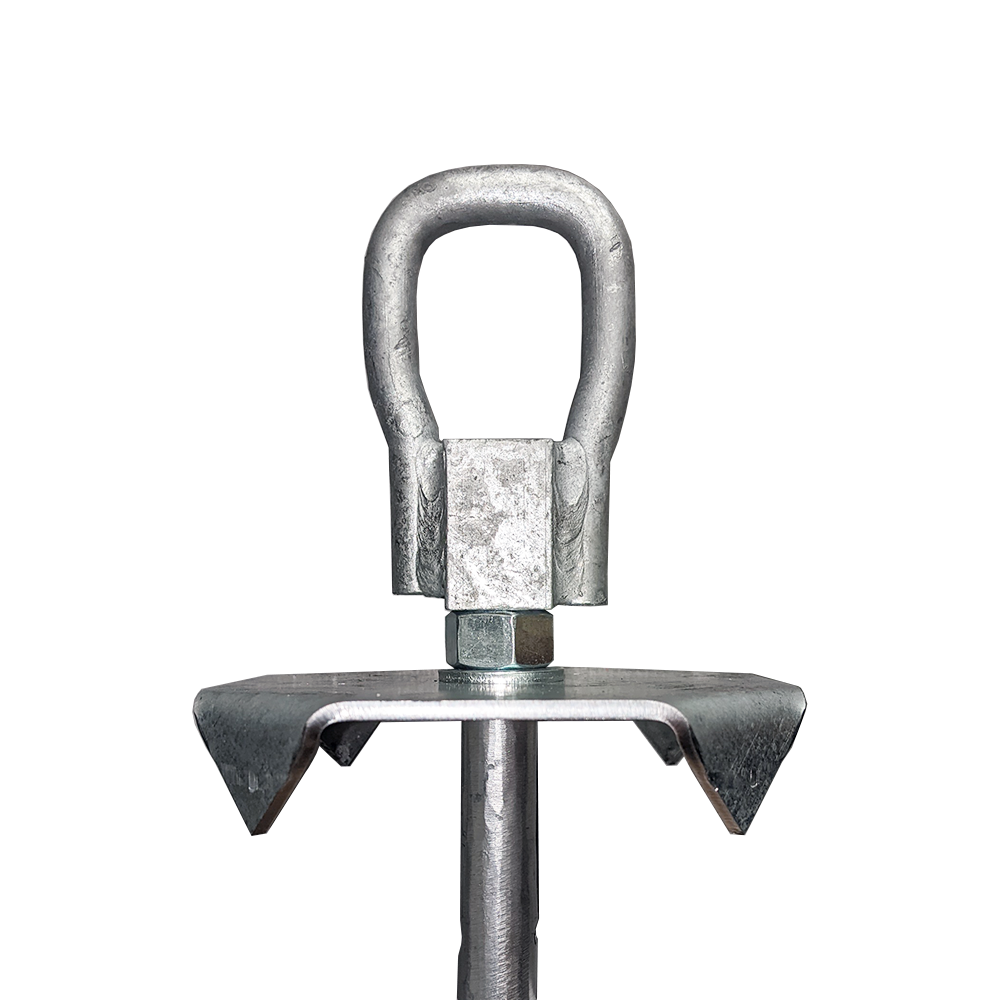 eye nut on top of a ground anchor