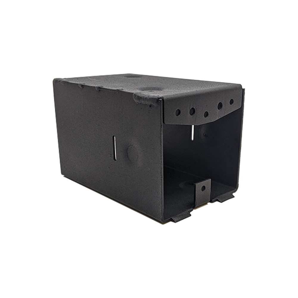A black metal pergola add-on connector designed to extend the structure beyond a standard 3-post layout.