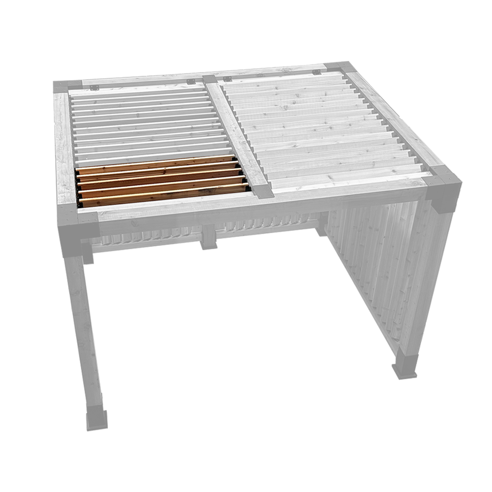 pergo-louver extension kit highlighted on full pergola build