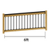 Wooden fence panel with black metal railing and dimensions on a white background