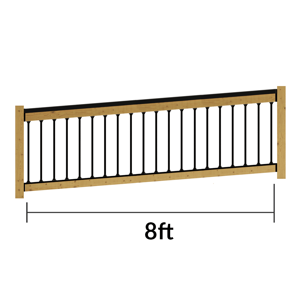 Snap'n Lock Wooden Ramp Railing Kit | 5° Slope - 8' Length
