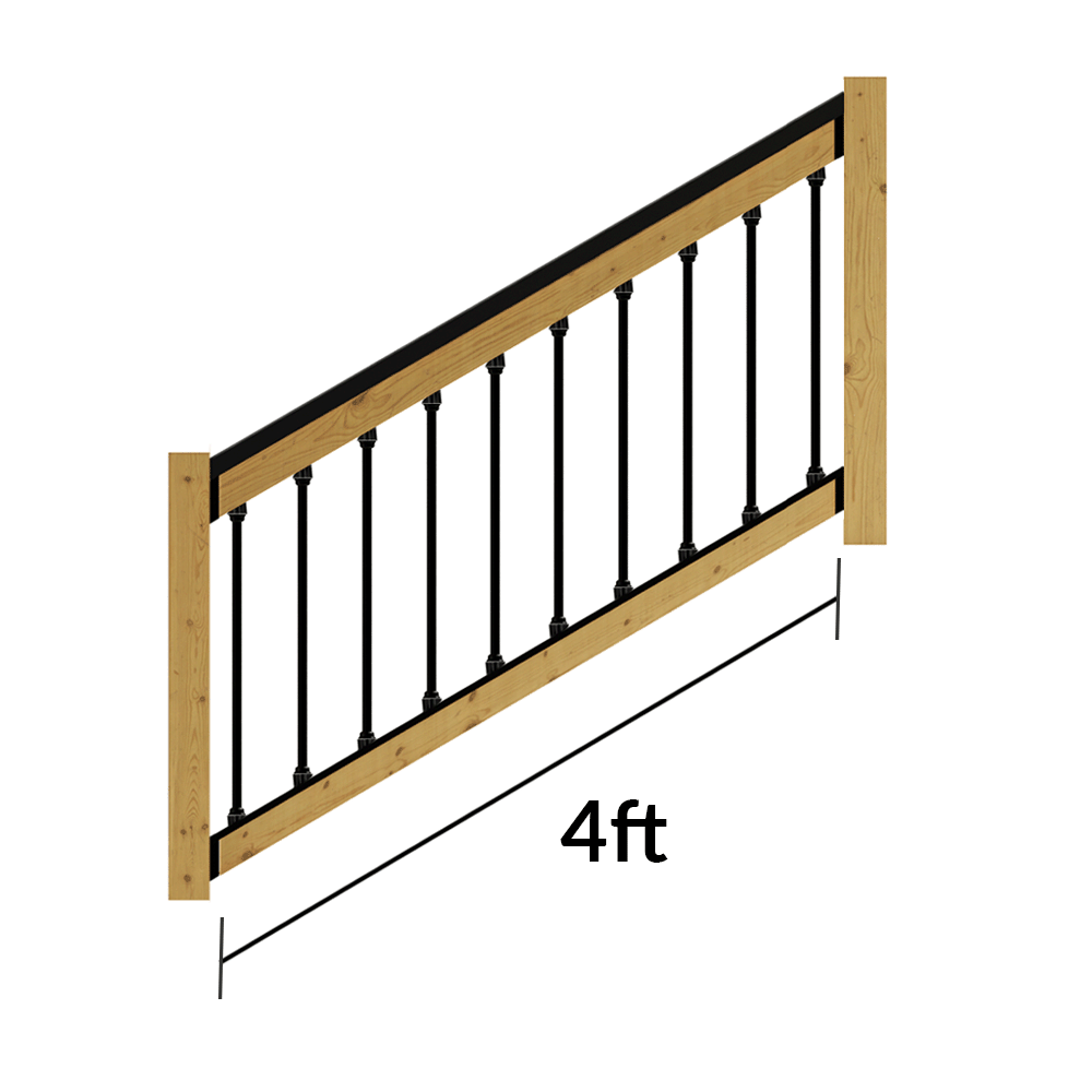 4' snap'n lock baluster stair railing kit for a 35 degree railing on a white background