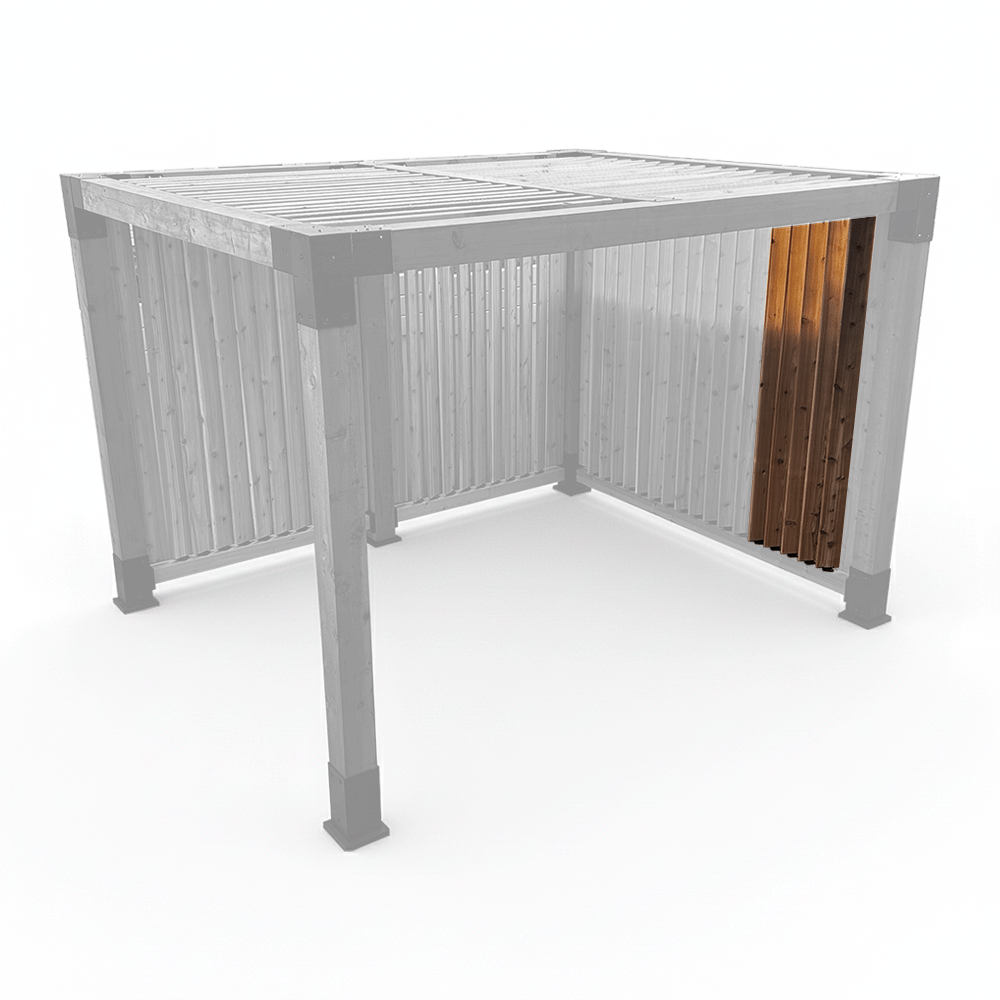 louver tops extension kit on a pergola in a privacy wall application with components included in the kit highlighted