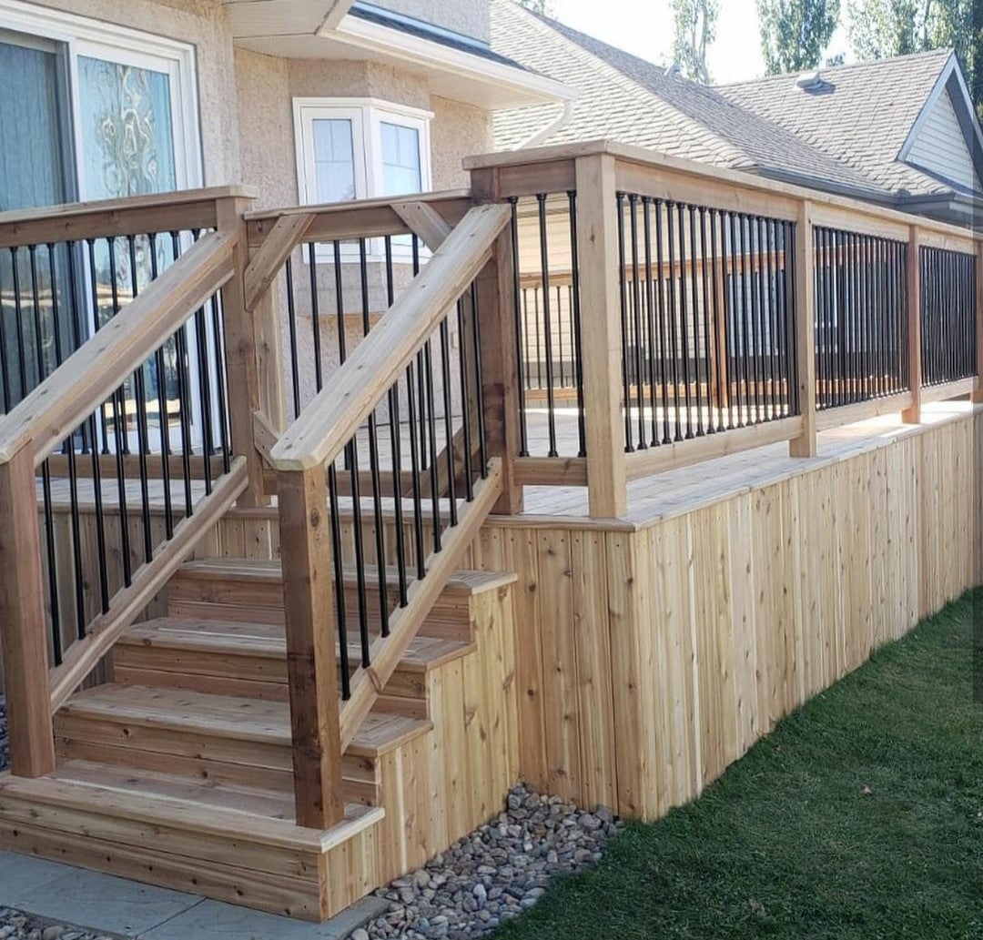 natural wood deck sitting on top of deck foot anchor ledger's
