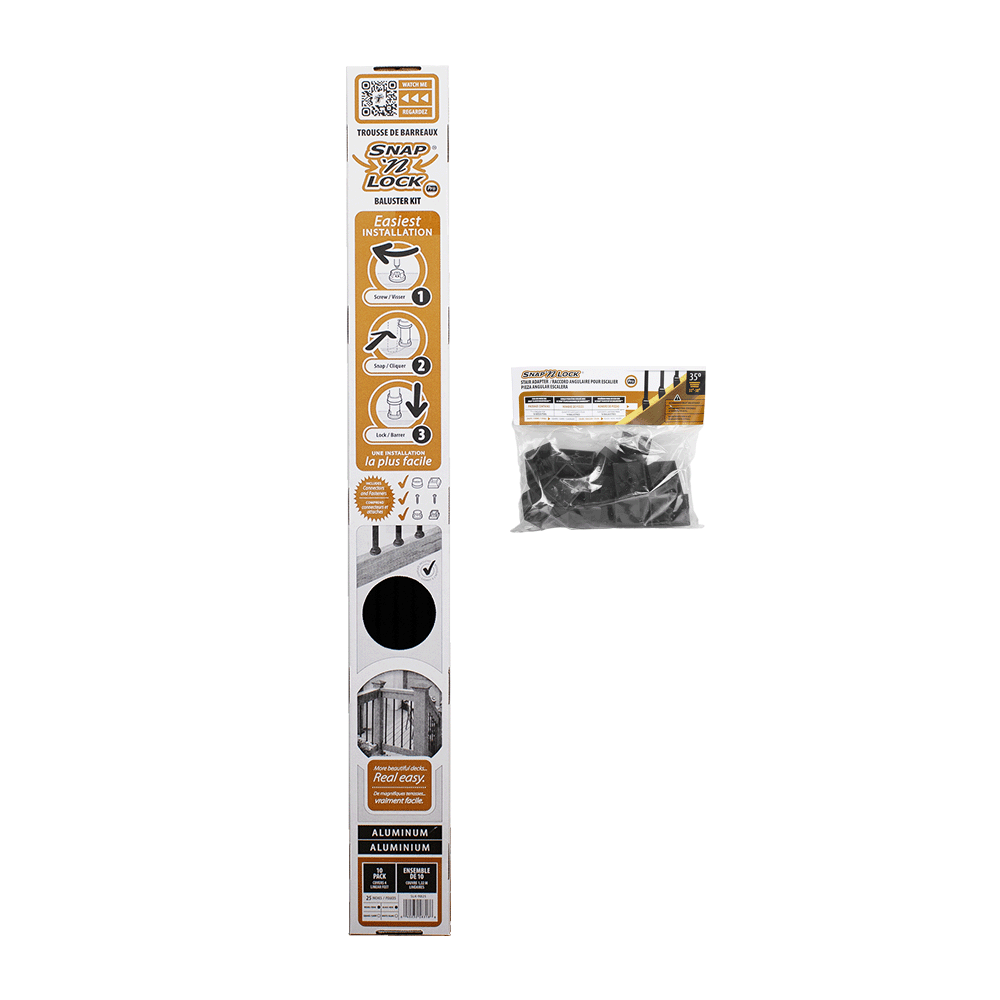 snap'n lock stair kit 25" square black on a white background